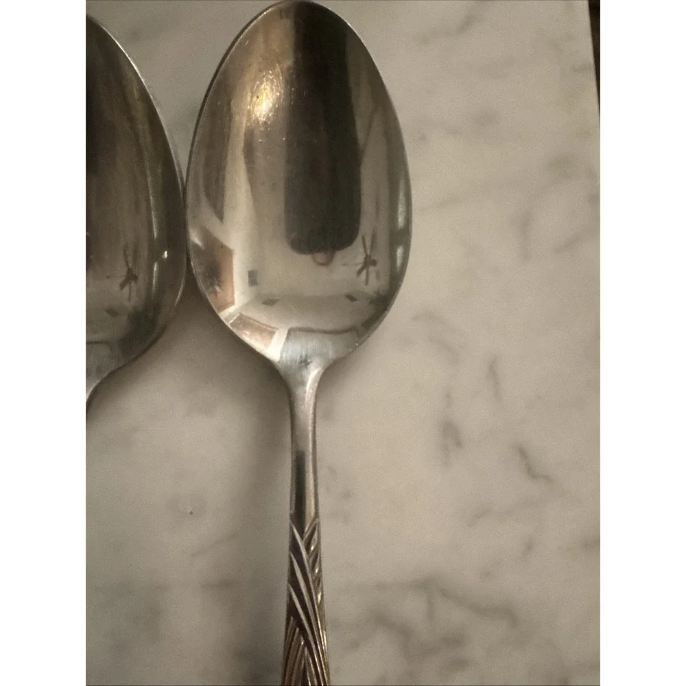 Rogers Stainless Korea Soup Spoons Braided Wheat Pattern Vintage (5)